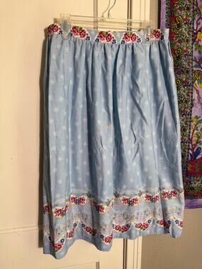 Vintage Box Office Blue Floral Prairie Midi Skirt Medium Cottagecore Cotton